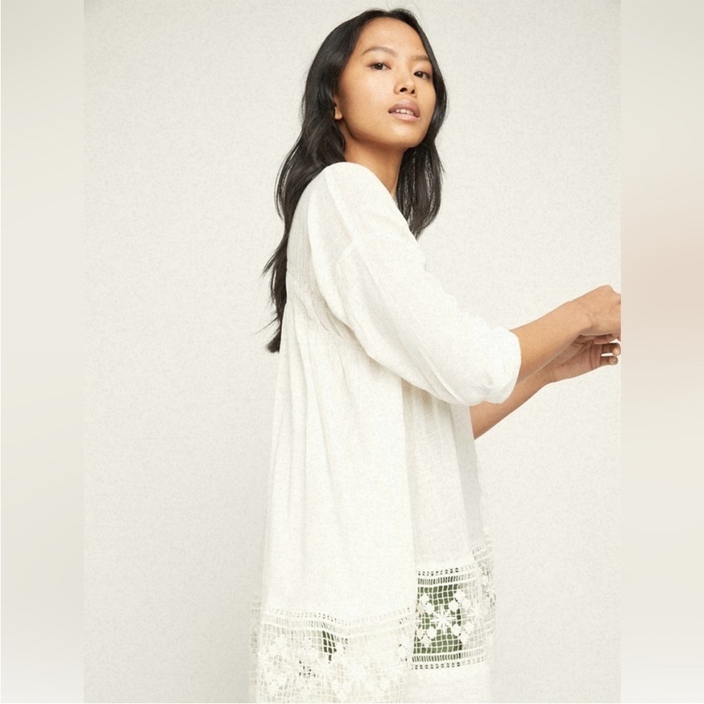 FREE PEOPLE | green gardens tunic white Lace Detail medium - Picture 3 of 13